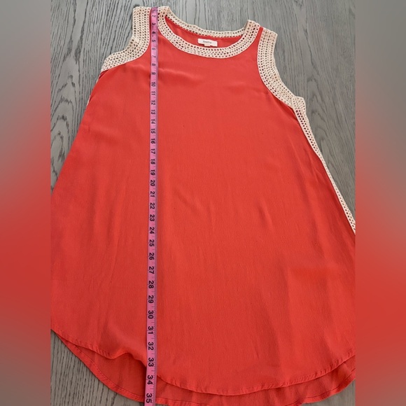 Freeway Coral Lightweight Dress/Coverup With Crochet Detailing - Picture 9 of 13